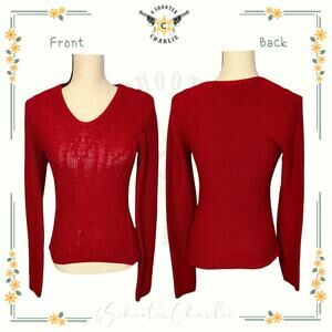 Vintage Station Wagon Womens Cable Knit Sweater Red Size Small